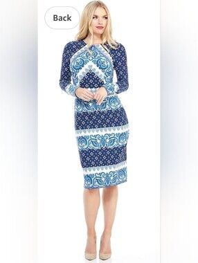Size -4- Maggy London Blue & White Paisley Print Dress